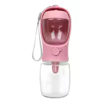 Portable Dog Cat Water Feeder with Storage - 350ml Pink & Blue